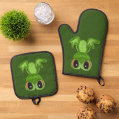 Mijn groene kikkervriend ovenwant & pannenlap set (Top down)
