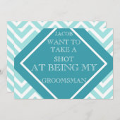 Mijn Groomsman Aqua Blue Zigzag Pattern Kaart (Voorkant / Achterkant)