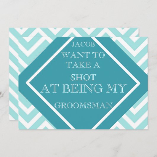 Mijn Groomsman Aqua Blue Zigzag Pattern Kaart (Voorkant / Achterkant)