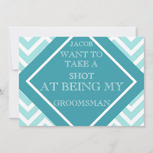 Mijn Groomsman Aqua Blue Zigzag Pattern Kaart
