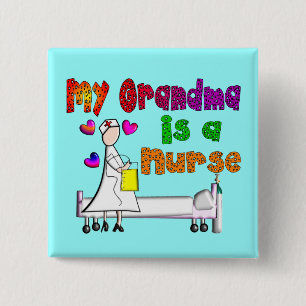 Mijn grootmoeder is een NURSE Vierkante Button 5,1 Cm