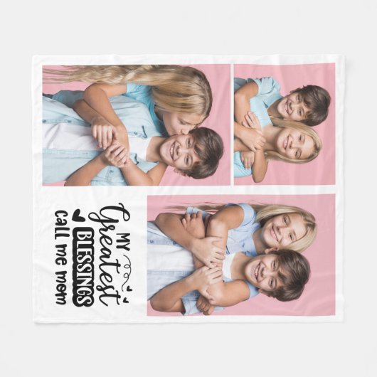 Mijn grootste zegeningen noemen me moeder 3 foto fleece deken (Voorkant (Horizontaal))