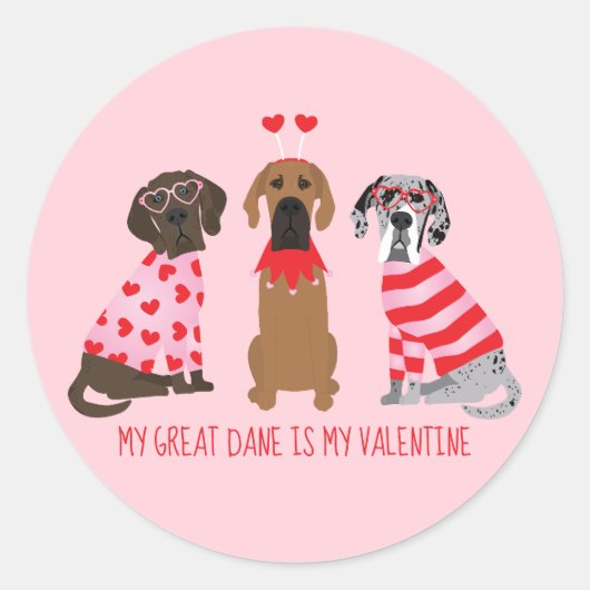 Mijn grote Deen is mijn Valentijn Ronde Sticker (Voorkant)