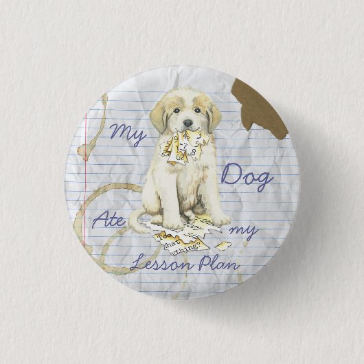Mijn Grote Pyreneeën Ate Mijn Lesson Plan Ronde Button 3,2 Cm (Voorkant)