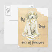 Mijn grote Pyreneeën Ate Mijn thuiswerk Briefkaart (Voorkant / Achterkant)
