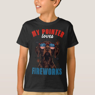 Mijn GSP houdt van vuurwerk 4 juli Patriotic Dog L T-shirt