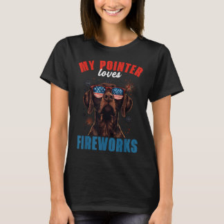 Mijn GSP houdt van vuurwerk 4 juli Patriotic Dog L T-shirt