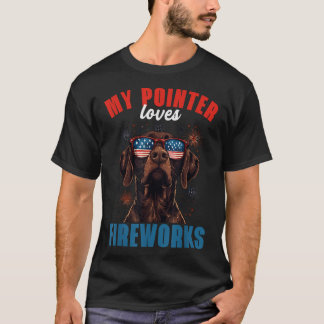 Mijn GSP houdt van vuurwerk 4 juli Patriotic Dog L T-shirt