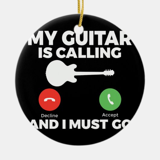 Mijn Guitar belt en ik moet grappige Guitar gaan. Keramisch Ornament (Voorkant)