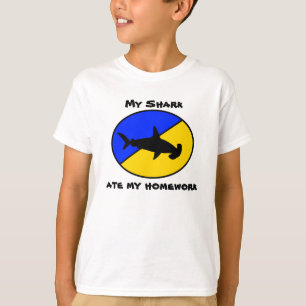 Mijn haai at mijn huiswerk t-shirt