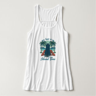 "Mijn haar is op eilandtijd" Zwarte haarvlechten T Tanktop