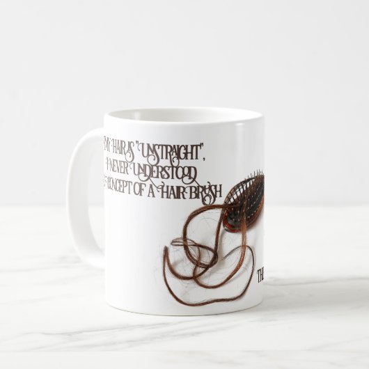 Mijn haar is UnStraight Script Typography Mok (Voorkant links)