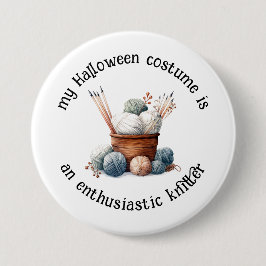Mijn Halloween-kostuum is een enthousiaste breiste Ronde Button 7,6 Cm