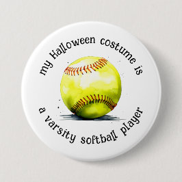 Mijn Halloween kostuum is een softbalspeler, grapp Ronde Button 7,6 Cm