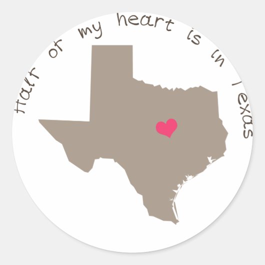 Mijn halve hart ligt in Texas Ronde Sticker (Voorkant)