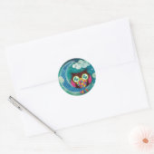 Mijn halve maan uil ronde sticker (Envelop)