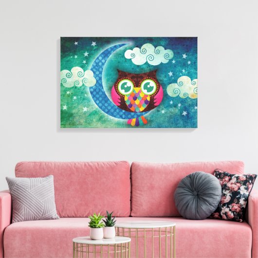 Mijn halvemaanvormige uil verpakt canvas (Insitu (Woonkamer))
