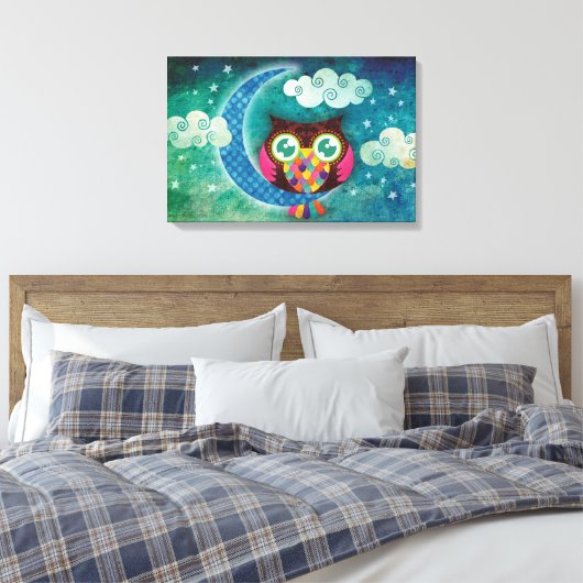Mijn halvemaanvormige uil verpakt canvas (Insitu (Slaapkamer))