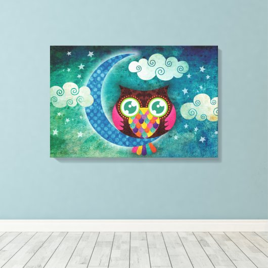 Mijn halvemaanvormige uil verpakt canvas (Insitu (Houten vloer))
