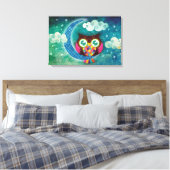Mijn halvemaanvormige uil verpakt canvas afdruk (Insitu (Slaapkamer))