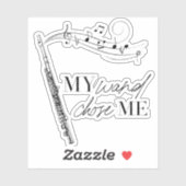 Mijn hand verkoos me Flute Black & White Quote Sticker (Vel)