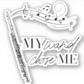 Mijn hand verkoos me Flute Black & White Quote Sticker (Voorkant)