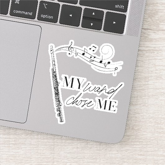 Mijn hand verkoos me Flute Black & White Quote Sticker (Detail)
