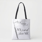 Mijn hand verkoos me Flute Black & White Quote Tote Bag (Voorkant)