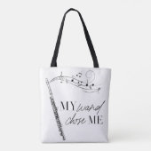 Mijn hand verkoos me Flute Black & White Quote Tote Bag (Achterkant)