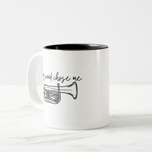 "Mijn hand verkoos me" Tuba/Baritone/Euphonium- Mo Tweekleurige Koffiemok (Voorkant links)