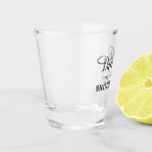 Mijn handgeschreven waskalligrafie in het briefje shot glas (Links)