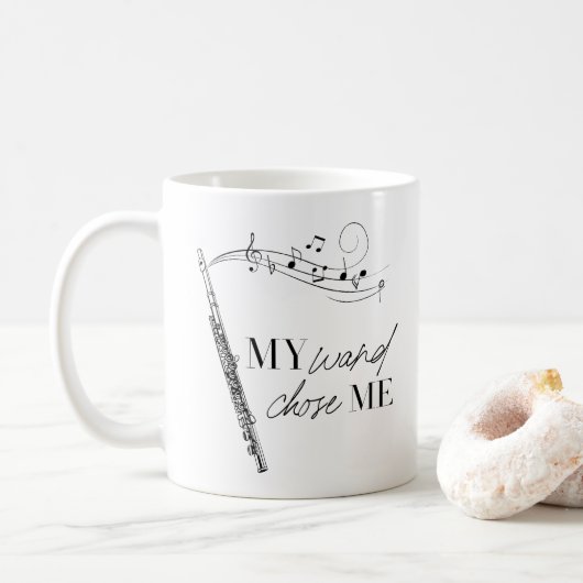 Mijn handje kiest voor Flute Black & White Typogra Koffiemok (Met donut)