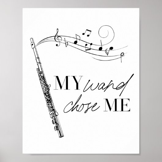 Mijn handje kiest voor Flute Black & White Typogra Poster (Voorkant)