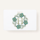 Mijn handtekening met de letter h, badge (Achterkant)