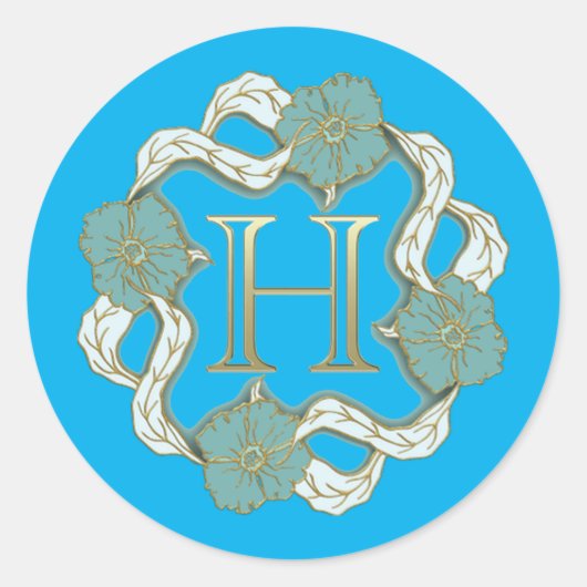 Mijn handtekening met de letter h, ronde sticker (Voorkant)