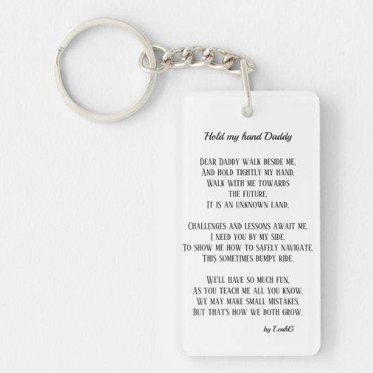 Mijn handvader gedicht van Toddler PHOTO Gift Sleutelhanger (Voorkant)