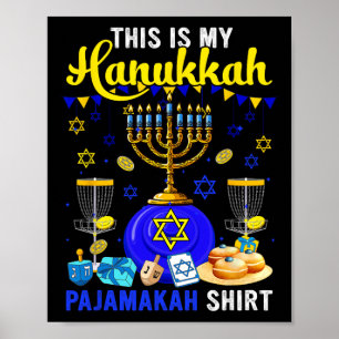 Mijn Hanukkah-pyjama-shirt discgolfspeler Joods M Poster