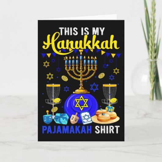 Mijn Hanukkah Pyjamashirt Disc Golf Speler Joods M Kaart (Voorkant)