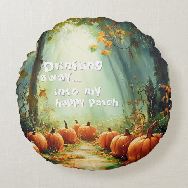 Mijn Happy Patch  pompoen groot Rond Kussen (Voorkant)