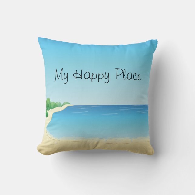 Mijn Happy Place Beach Pillow Kussen (Voorkant)