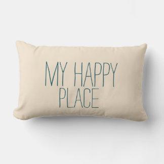 Mijn Happy Place Blauw en Beige Schattige Slapen Kussen