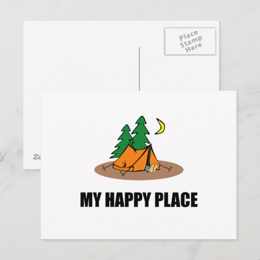 Mijn Happy Place Camping Tent Briefkaart (Voorkant / Achterkant)