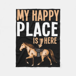 Mijn Happy Place Horse Lover Horseback Riding Eque Fleece Deken