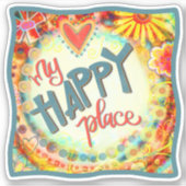 Mijn Happy Place Leuke Trendy Inspirativity Fun Sticker (Voorkant)