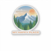 Mijn Happy Place Mountain Sweatshirt Sticker (Voorkant)