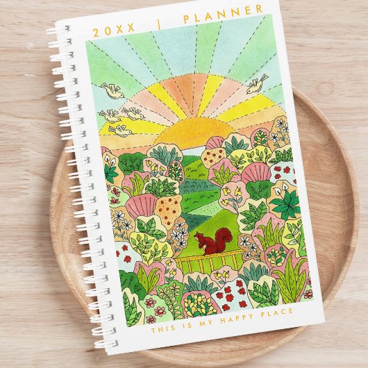 Mijn Happy Place Tuin Eekhoorn Illustratie Planner