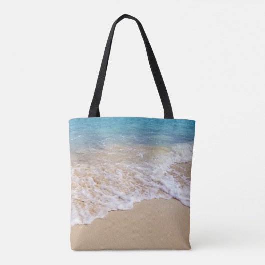 Mijn Happy Place-turquoise oceaan en strand Tote Bag (Achterkant)