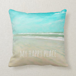 Mijn Happy Place Turquoise Sky Beach Scene Kussen