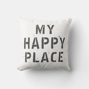 Mijn Happy Place Typografie Kussen