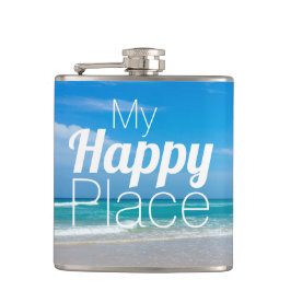 Mijn Happy Place Vinyl Wrapped Flask Heupfles